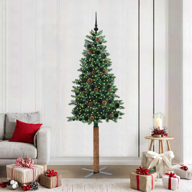 Slim Christmas Tree PVC and Solid Pine wood
