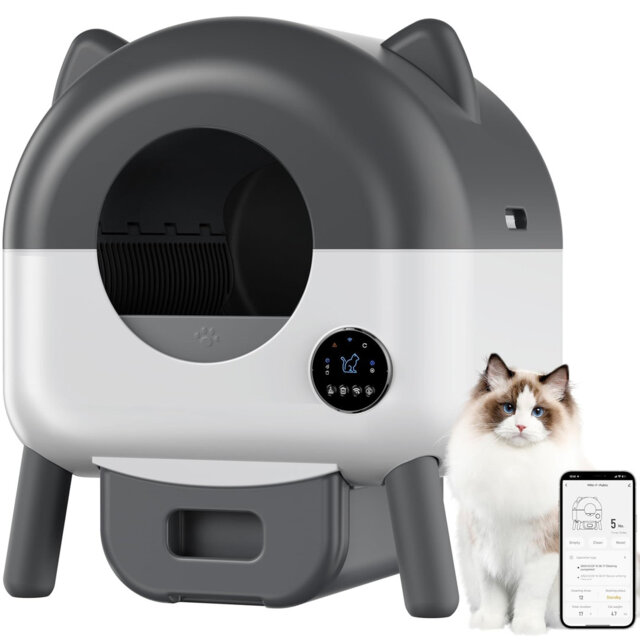 Automatic Self-Cleaning Cat Litter Box 66L, Smart App Control, Safety Sensors, 6 Ambient Lights Adjustable, Automatic Litter Box Anti-Pinch, With Tras