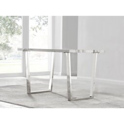 Eubanks Luxury Marble Effect Table Chrome With Chrome Legs - 4 Person Dining Table