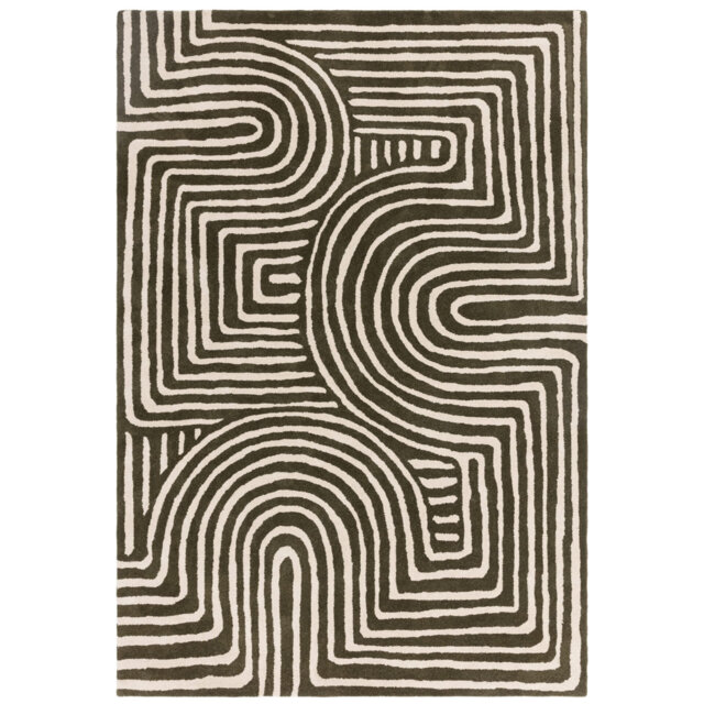 Gina Geometric Hand Woven Hand Tufted Green Area Rug
