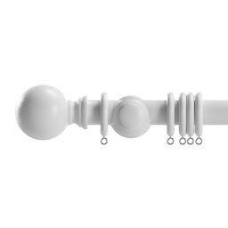 Wooden Curtain Pole Set 28mm – Solid Wood Curtain Rod for Eyelet & Ring Top Curtains – Window Curtain Rail with Brackets, Finials & Rings – 120cm, 150