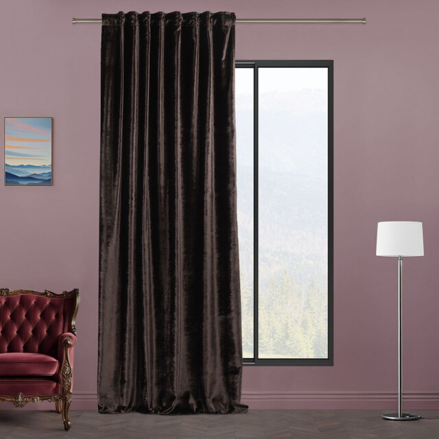 Blackout Thermal with Liner Extra Long & Extra Wide Shiny Velvet Decorative Curtain Panel