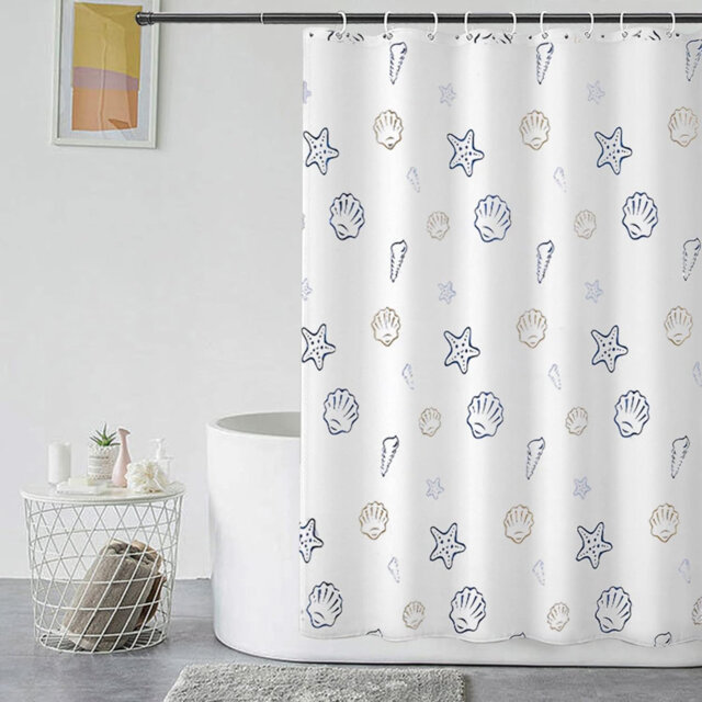 180×200cm 130GSM Waterproof Anti-Mould Polyester Shower Curtain with 12 Rings