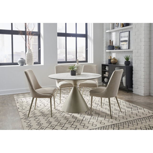 Round Stone Top Metal Base Dining Table