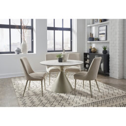 Round Stone Top Metal Base Dining Table