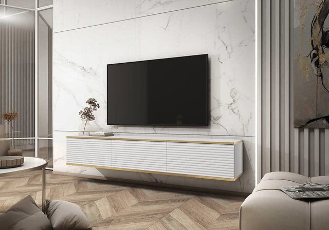 Moro Floating TV Cabinet  - Sleek and Sophisticated Wall-Mounted Media Console with Doors W175cm