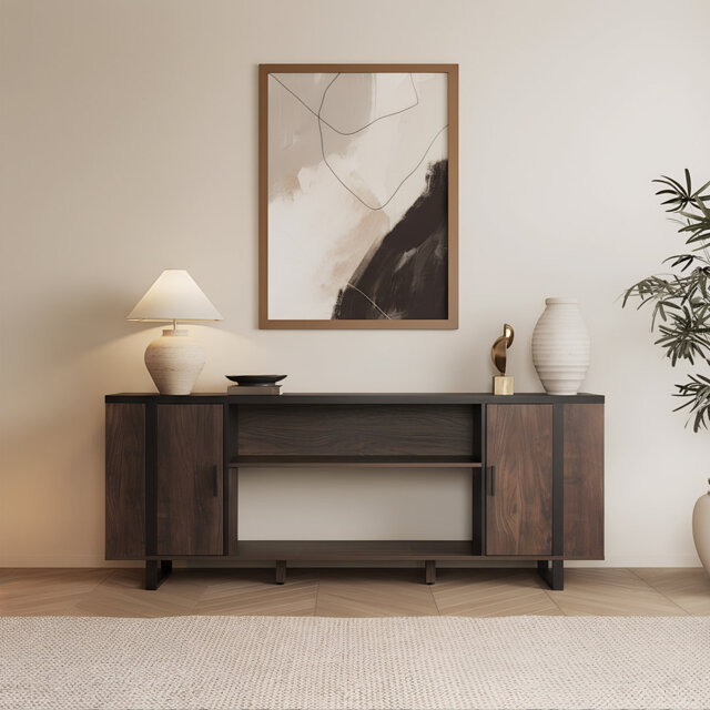 Elegant Multi-functional Tv Stand With Integrated Electric Fireplace– Modern And Classic Designs, Tv Stand 183*39.5*76.2cm, Electric Fireplace 91.4*13
