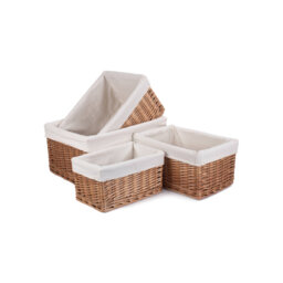 Wicker 4 Piece Lined Storage Basket Set