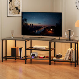 "Unfinished TV Stand for TVs up to 75"" with Fireplace Included"