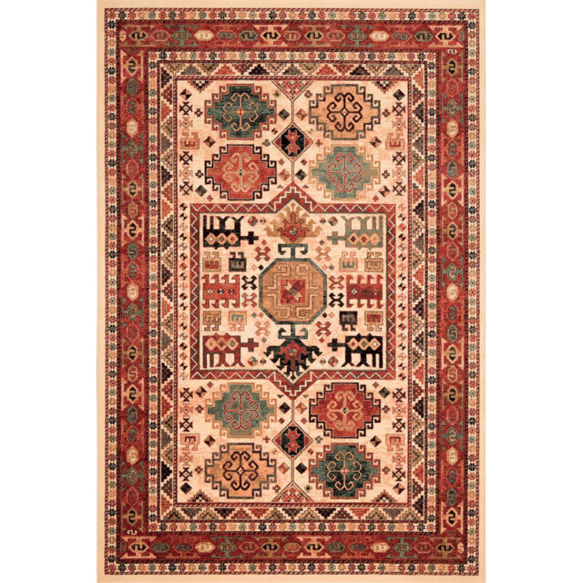 Abbeville Wool Cream/Red Area Rug