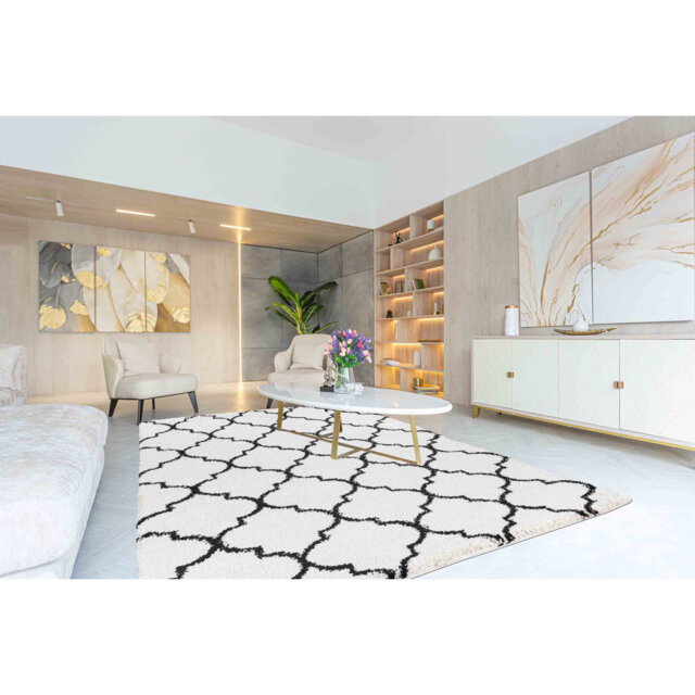 Jemnice Shaggy Black/Beige Indoor/Outdoor Rug