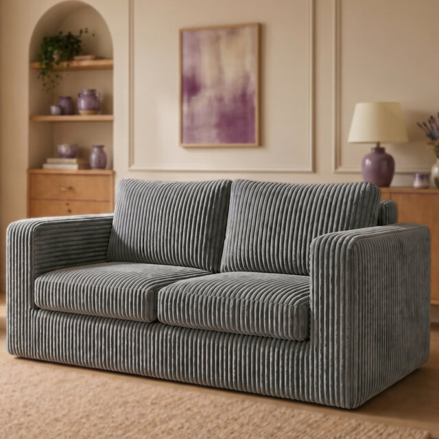 Small 2-Seater Corduroy Loveseat, Compact Sofa for Small Spaces, No Assembly