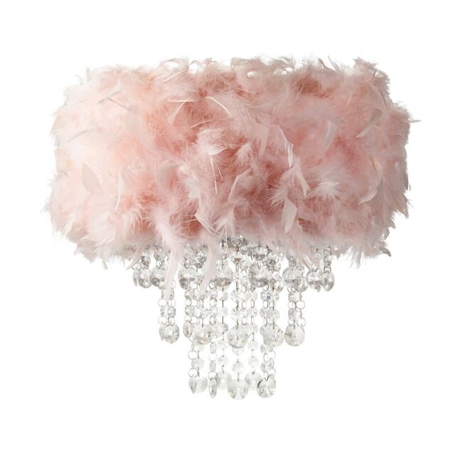 Contemporary Feather Pendant Light Shade with Transparent Acrylic Droplets