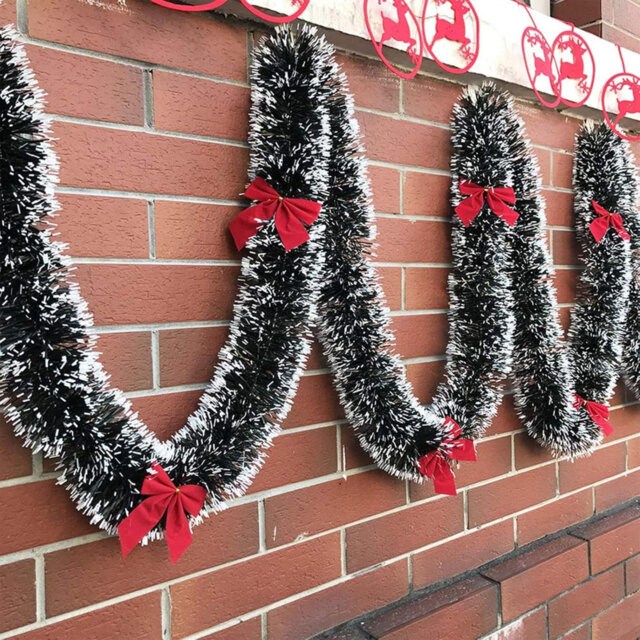32.8 Feet Dark Green/White Tinsel Christmas Decorations, Chunky Metallic Shiny Garland Christmas Tree Hanging Decorations For Xmas Holiday Indoor Outd