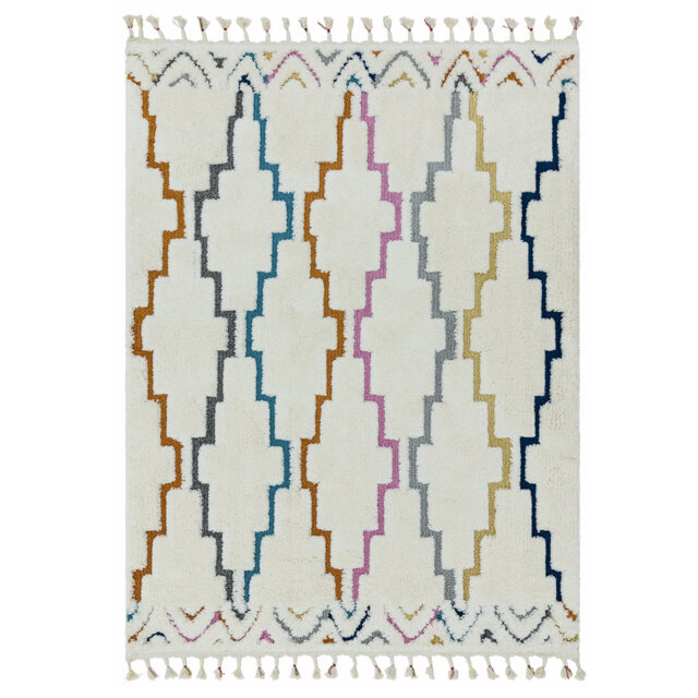 Maura Trellis Shaggy Cream/Orange/Blue/Grey Rug