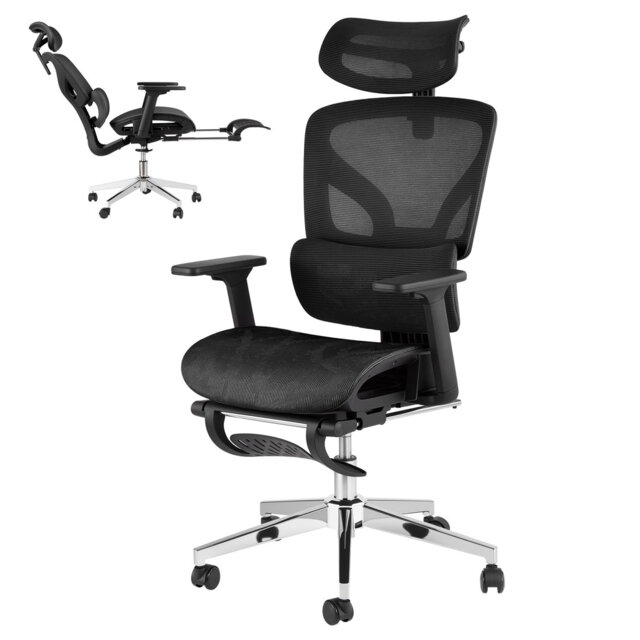 Ergonomic Mesh Office Chair Gen 3 with Footrest â 4D Adjustable Armrests, Dynamic Lumbar Support, Adjustable Headrest, High Back Reclining Task Chai
