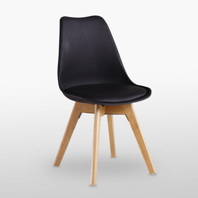 Thomasin Modern  Scandinavian Minimalist Dining Chairs with Faux Leather Cushions and Solid Wood Legs - Side Chair for Dining Room Kitchen Office