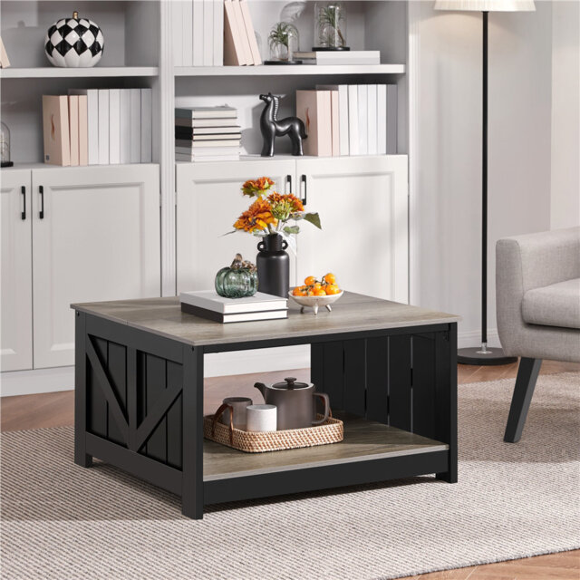 Farm House 4 Legs Coffee Table, Centre Table for Living Room with Storage