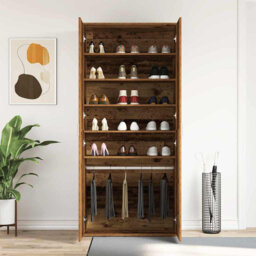 Shoe Cabinet With Door 80 X 39 X 180 Cm Engineered Wood