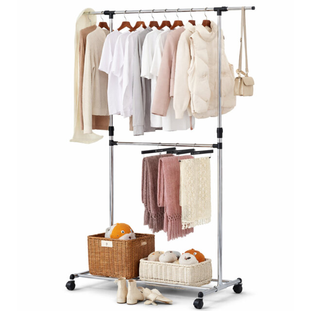 Adjustable Rolling Clothing Rack