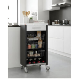 Chelsea 48cm W Steel Kitchen Trolley with Stainless Steel Top and Locking Wheels