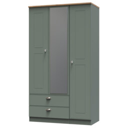 Conners Triple 2 Drawer Wardrobe in Grey Matt