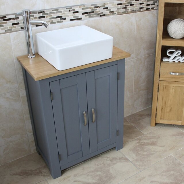 Millard Solid Oak 650mm Free-Standing Vanity Unit