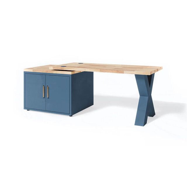 Gabryella Solid Wood Top Metal Base Executive Desk