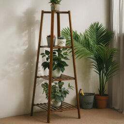 Aashish Tall Natural Bamboo Tall Plant Stand 4 Tier Shelf Plant Holder Garden Home Furniture