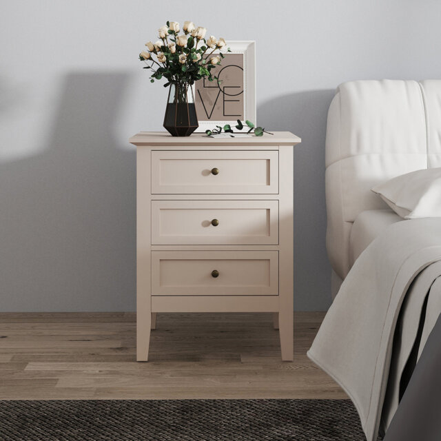 48cm W Solid + Manufactured Wood Bedside Table