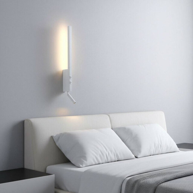 UltraBeam 5 Watt LED White Bedside Wall Light With Adjustable Reading Light