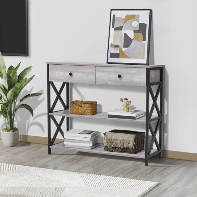 Deford 100cm Console Table: Stylish Storage with Drawers & Durable Steel Frame