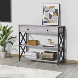 Deford 100cm Console Table: Stylish Storage with Drawers & Durable Steel Frame