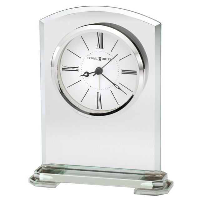 Corsica Modern & Contemporary Roman Numeral Crystal Quartz Movement / Crystal Alarm Tabletop Clock in Silver