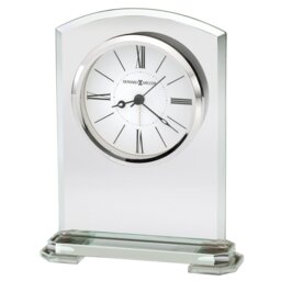 Corsica Modern & Contemporary Roman Numeral Crystal Quartz Movement / Crystal Alarm Tabletop Clock in Silver