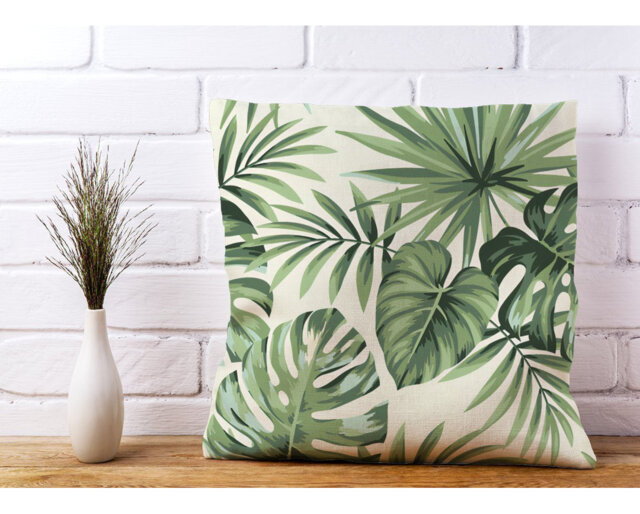 Croxley Exotic Palm Leaves Floral Scatter Cushion with Filling