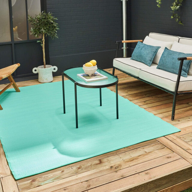 Urban Collection Outdoor Rug Plain Design in Turquoise