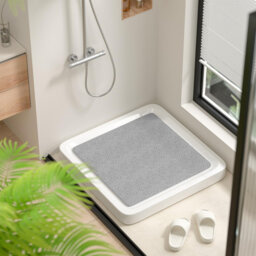 Square Shower Mat Non Slip Anti Mould, 53 x 53cm Soft PVC Loofah Shower Mat for Inside Shower, Bath Mat Anti Slip With Drain, Quick Drying Shower Bath