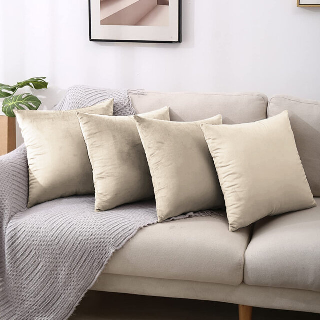 Square Luxury Velvet Throw Cushion Covers for sofa, couch set of 4