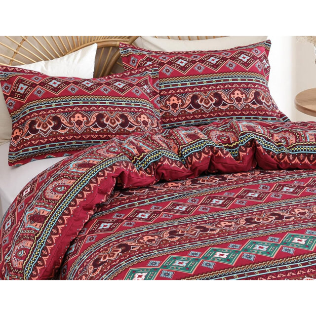 Double 200cm Boho Microfiber Duvet Cover Set, Moroccan Bedding with 2 Pillow Shams