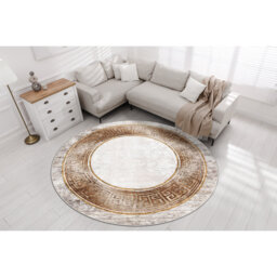 Round Miro Geometric Machine Woven Area Rug