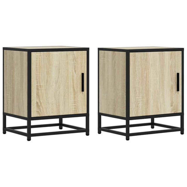 Bedside Cabinets 2 Pcs 40X31x50 Cm Engineered Wood And Metal