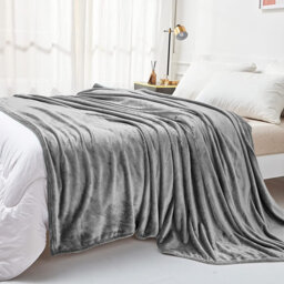 Reversible Faux Fur Mink Fleece Blanket Throw - Ultra Soft Plush Luxury Sofa & Bed Throw, Warm Light