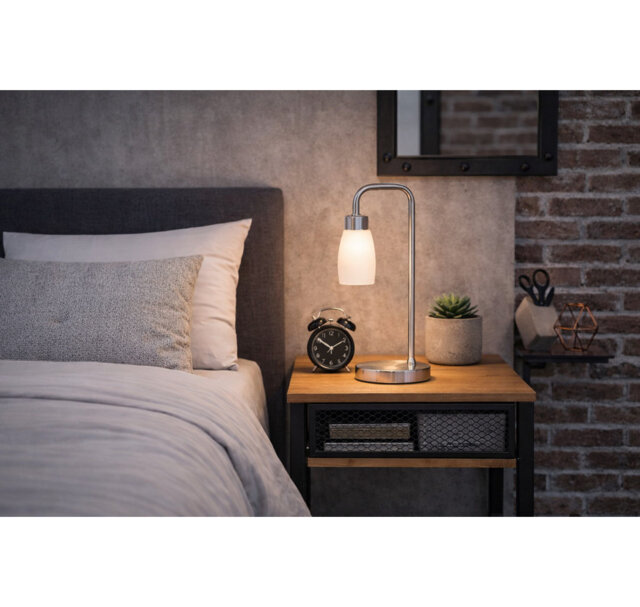 Alakai 41cm Desk Arch Metal Table Lamp with Glass Shade