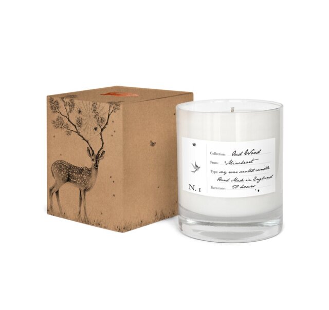 Oud Wood Scented Jar Candle with Glass Holder