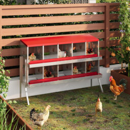 Metal Roll-Away Chicken Nesting Box with Lid – Egg Collection Protector, Easy-Clean Ventilated Design for Hen Coop & Laying Box