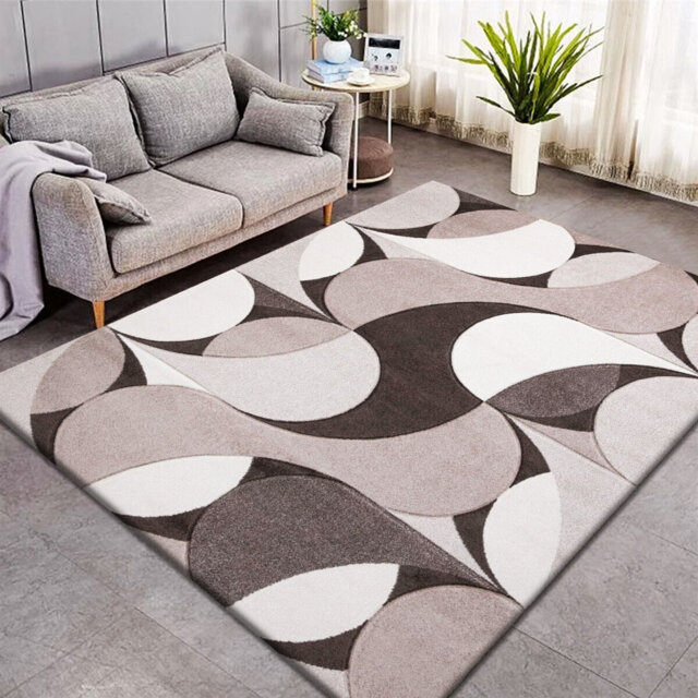 100% Polypropylene Modren Kenzo Design Area Rug For Hallway/Living Area Beige