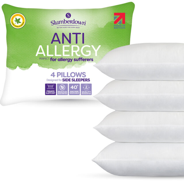 Slumberdown Anti Allergy Firm Support Pillow Set (4) - Ideal for Side Sleepers & Spinal Alignment