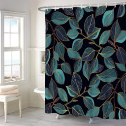 Pack of 1 Leaves Flower Natural Modern Plant Shower Curtain with Hooks
