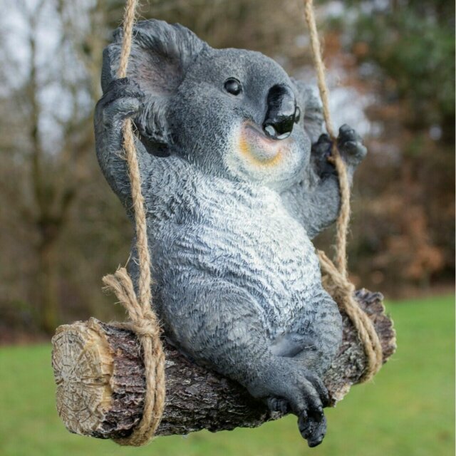 Crookston Swinging Koala on Log Garden Ornament